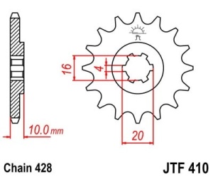 Pinion fata JT JTF 410-13 13T, 428 - Img 2