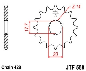 Pinion fata JT JTF 558-20 20T, 428 - Img 2