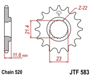 Pinion fata JT JTF 583-14 14T, 520 - Img 2