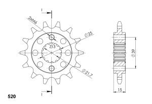 Pinion fata SUPERSPROX CST-1042:14 14T, 520 - Img 2