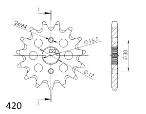 Pinion fata SUPERSPROX CST-1256:14 14T, 420 - Img 2