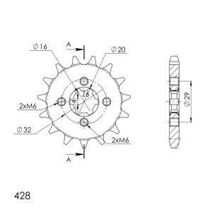 Pinion fata SUPERSPROX CST-1425:15 15T, 428 - Img 2