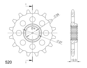Pinion fata SUPERSPROX CST-1444:16 16T, 520 - Img 2