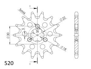 Pinion fata SUPERSPROX CST-1445:13 13T, 520 - Img 2
