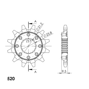 Pinion fata SUPERSPROX CST-284:12 12T, 520 - Img 2