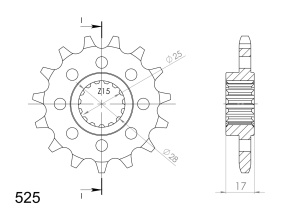 Pinion fata SUPERSPROX CST-5054:14 14T, 525 - Img 2