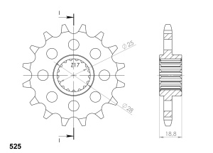 Pinion fata SUPERSPROX CST-704:17 17T, 525 - Img 2
