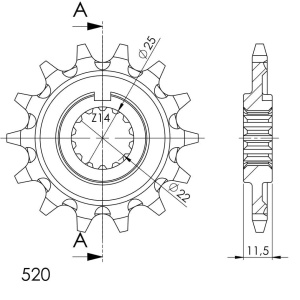 Pinion fata SUPERSPROX STEALTH CST-192:14.1 14T, 520 - Img 2