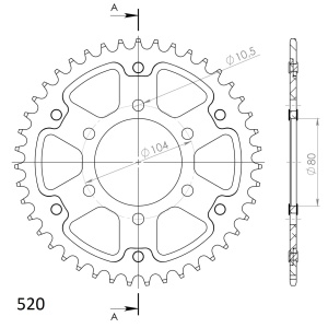 Rear sprocket SUPERSPROX STEALTH RST-478:43-GLD auriu 43T, 520 - Img 2