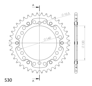 Rear sprocket SUPERSPROX STEALTH RST-499:40-GLD auriu 40T, 530 - Img 2