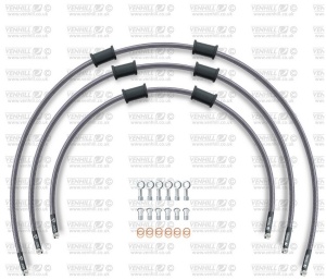 STANDARD Front brake hose kit Venhill POWERHOSEPLUS KAW-10003F (3 conducte in kit) Clear hoses, chromed fittings