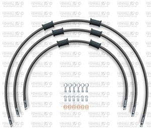 STANDARD Front brake hose kit Venhill POWERHOSEPLUS KAW-5011F-BK (3 conducte in kit) Black hoses, chromed fittings