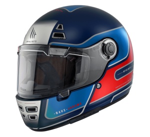 Casca integrala MT Jarama Baux D7 albastru mat - model Retro - Cafe Racer - Img 2