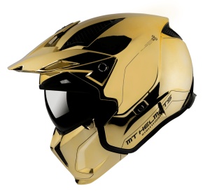 Casca MT Streetfighter SV A9 auriu cromat lucios (ochelari soare integrati) - masca (protectie) barbie si cozoroc detasabile - editie speciala