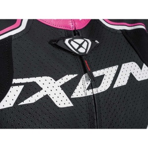 Costum (combinezon) motociclete femei piele Ixon vara model Vortex Lady LS culoare: negru/alb/fucshsia (roz) - Img 3