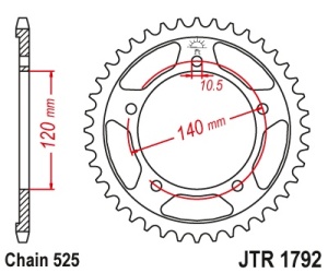 Foaie spate JT JTR 1792-48ZBK 48T, 525 Black Zinc - Img 2