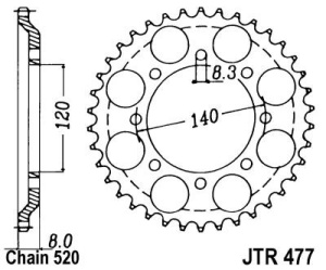 Foaie spate JT JTR 477-43 43T, 520 - Img 2
