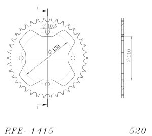 Foaie spate SUPERSPROX RFE-1415:38-BLK Negru 38T, 520 - Img 2