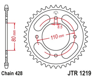 Kit de lant D.I.D Chain - Argintiu chain 428 VX, X-ring (X, NX, QX, XS), CHK front sprocket JT, CHK rear sprocket JT pentru HONDA CB 125 F / GLR 125 2021-2023 - Img 5