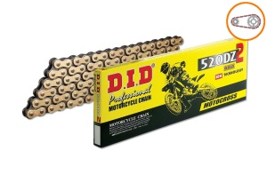 Kit de lant D.I.D Chain - Auriu lant 520 DZ, Non-sealed, pinion fata SUPERSPROX, foaie spate SUPERSPROX pentru HUSQVARNA TE 250 2014-2022 - Img 1