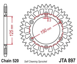 Kit de lant EK - Argintiu lant 520 SRO, O-ring, pinion fata JT, aluminiu foaie spate JT pentru HUSQVARNA TE 250 2023 - Img 5