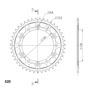 Kit de lant EK - Auriu chain 520 MVXZ, X-ring (X, NX, QX, XS), CHK front sprocket JT CHK rubber cushioned, CHK rear sprocket SUPERSPROX pentru HONDA NX 650 Dominator 1989-1990 - Img 5