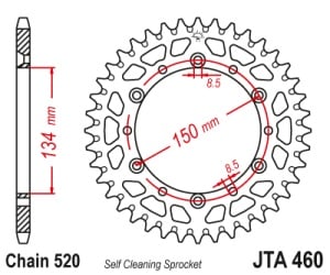 Kit de lant EK - Auriu lant 520 RRSM, Non-sealed, pinion fata JT, aluminiu foaie spate JT pentru KAWASAKI KX 250 2T 2006-2008 - Img 5