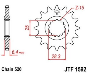 Pinion fata JT JTF 1592-15 15T, 520 - Img 2