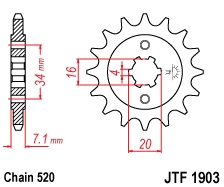 Pinion fata JT JTF 1903-14 14T, 520 - Img 2