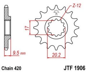 Pinion fata JT JTF 1906-15 15T, 420 - Img 2