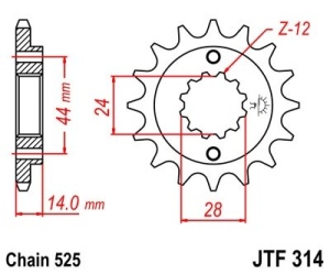 Pinion fata JT JTF 314-15 15T, 525 - Img 2