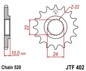 Pinion fata JT JTF 402-14 14T, 520 - Img 2