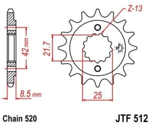Pinion fata JT JTF 512-13 13T, 520 - Img 2