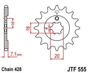 Pinion fata JT JTF 555-15 15T, 428 - Img 2