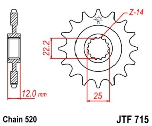 Pinion fata JT JTF 715-13 13T, 520 - Img 2