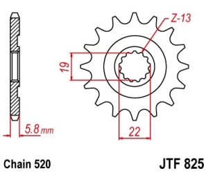 Pinion fata JT JTF 825-13 13T, 520 - Img 2