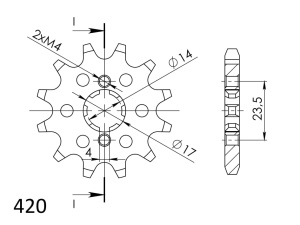 Pinion fata SUPERSPROX CST-1128:11 11T, 420 - Img 2