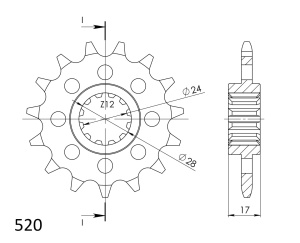 Pinion fata SUPERSPROX CST-1295:15 15T, 520 - Img 2