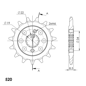 Pinion fata SUPERSPROX CST-1403:15 15T, 520 - Img 2
