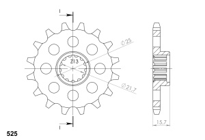 Pinion fata SUPERSPROX CST-1535:15 15T, 525 - Img 2