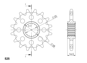 Pinion fata SUPERSPROX CST-1904:16 16T, 525 - Img 2