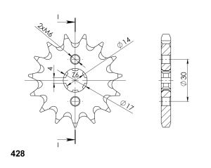 Pinion fata SUPERSPROX CST-273:14 14T, 428 - Img 2