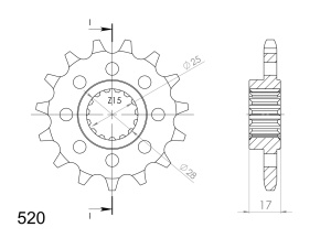 Pinion fata SUPERSPROX CST-5054_520:15 15T, 520 - Img 2