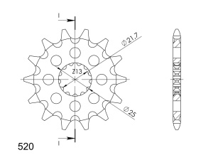 Pinion fata SUPERSPROX CST-565:13 13T, 520 - Img 2