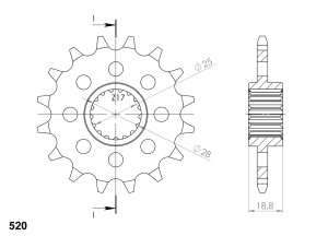 Pinion fata SUPERSPROX CST-705:17 17T, 520 - Img 2