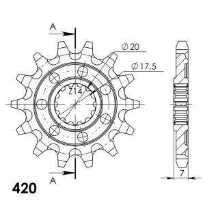Pinion fata SUPERSPROX STEALTH CST-560:14.1 14T, 420 - Img 2