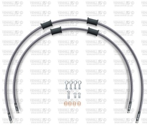 RACE Front brake hose kit Venhill POWERHOSEPLUS DUC-10002F (2 conducte in kit) Clear hoses, chromed fittings