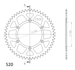 Rear ALU sprocket SUPERSPROX RAL-245:49-BLU Albastru 49T, 520 - Img 2