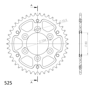 Rear sprocket SUPERSPROX STEALTH RST-1489:42-GLD auriu 42T, 525 - Img 2