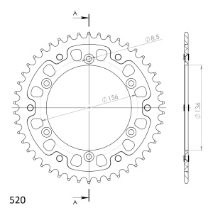 Rear sprocket SUPERSPROX STEALTH RST-1512:46-GLD auriu 46T, 520 - Img 2